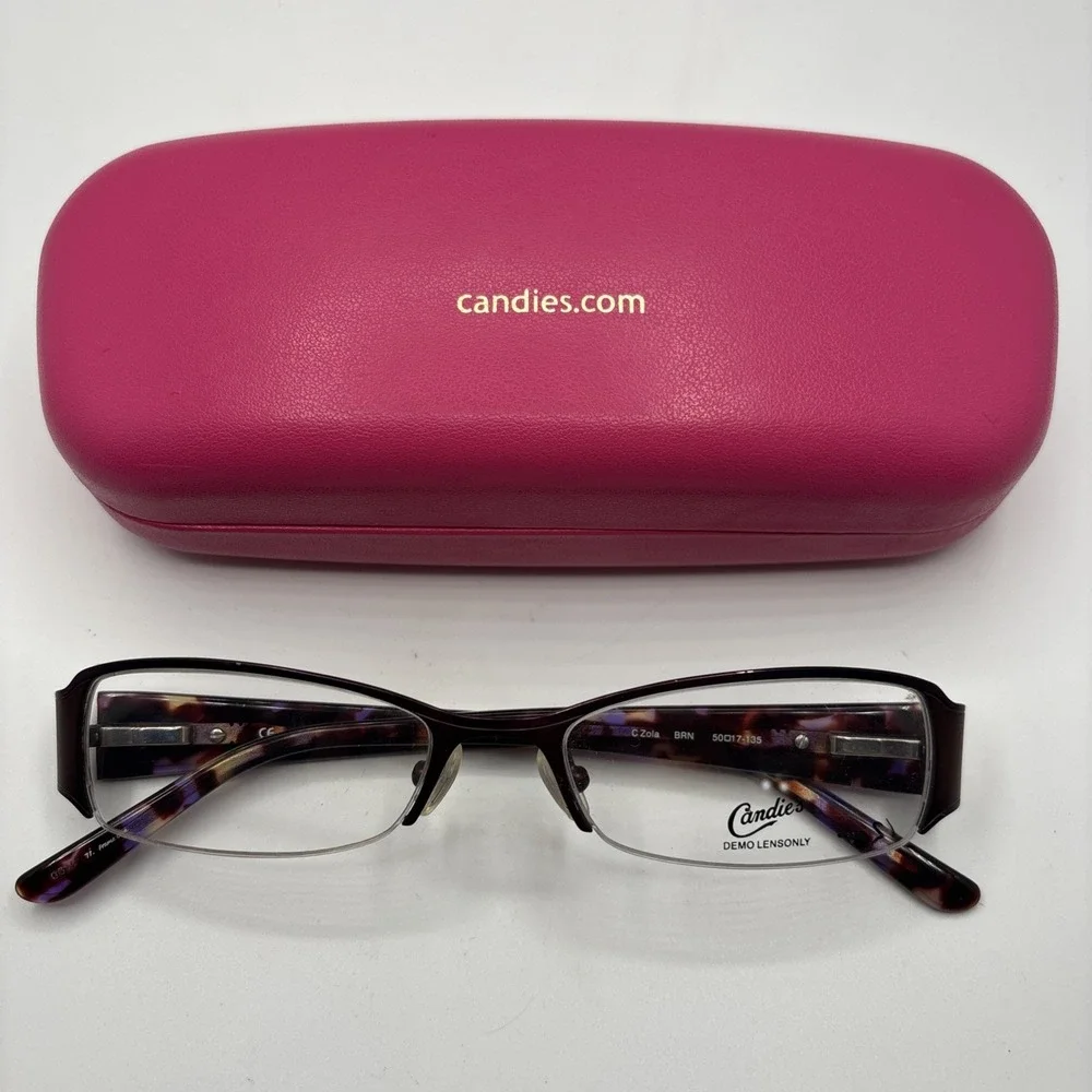 New Candie's C Zola Eyeglasses Frame Women's Brown Half Rim 50-17-135mm w/case